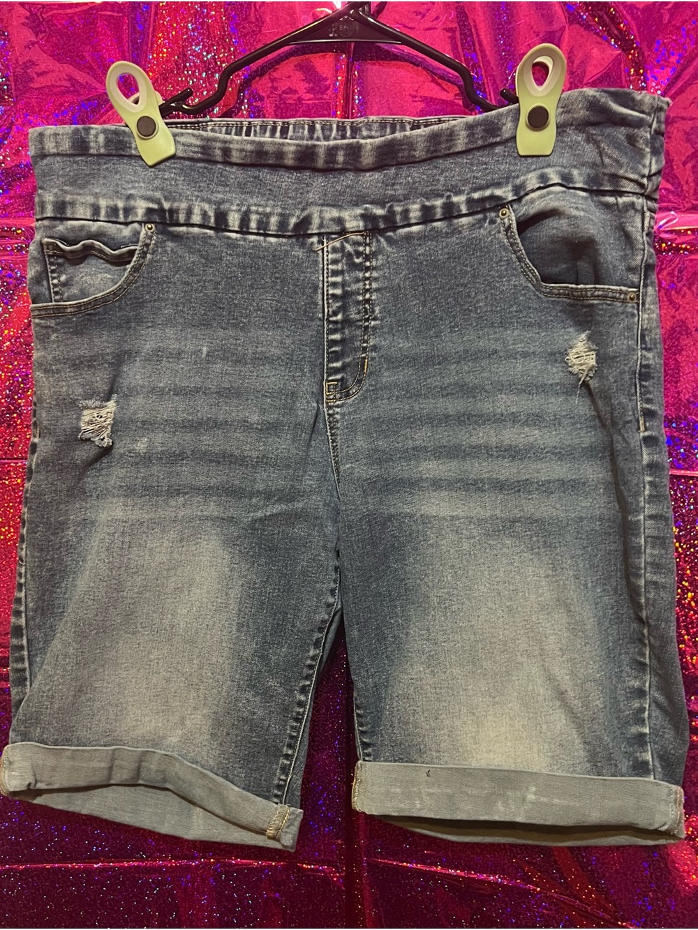 Source Unknown Faded Blue Jean Bermuda Shorts